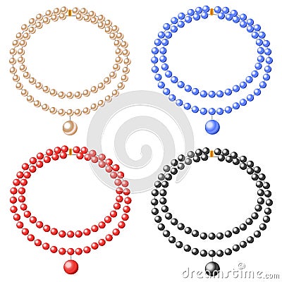A necklace of pearls, a set of realistic beads made from pearls. Vector illustration of a pearl necklace Cartoon Illustration