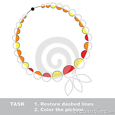 Necklace to be colored. Vector trace game. Vector Illustration