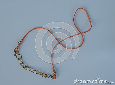 Necklace. Unique handmade jewelry made of copper and leather Stock Photo