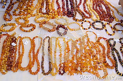 Necklaces bracelet handmade jewelry amber stone Stock Photo