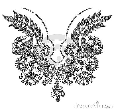 Neckline embroidery fashion Vector Illustration