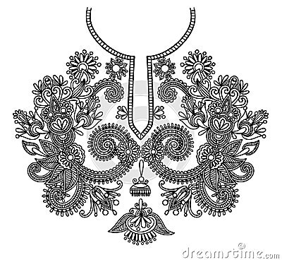 Neckline embroidery fashion Vector Illustration