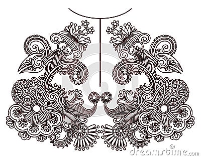 Neckline embroidery fashion Vector Illustration