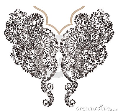 Neckline embroidery fashion Vector Illustration