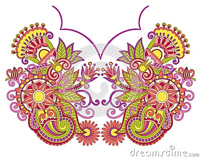 Neckline embroidery fashion Vector Illustration