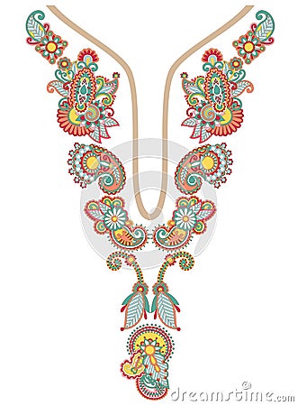 Neckline embroidery fashion Vector Illustration