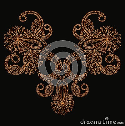 Neckline embroidery fashion Vector Illustration