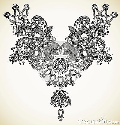 Neckline embroidery fashion Vector Illustration