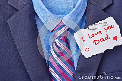 Necktie and Father`s Day card. Stock Photo