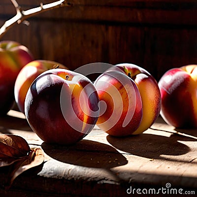 Nectarine fresh raw organic fruit Stock Photo