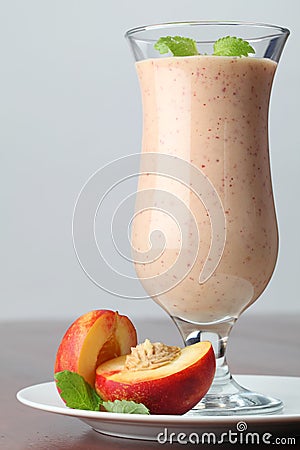 Nectarine milk shake Stock Photo