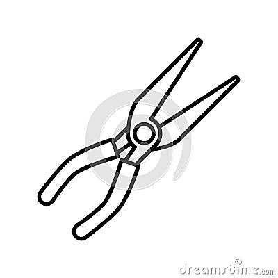 Neddle nose pliers tool line style icon Vector Illustration