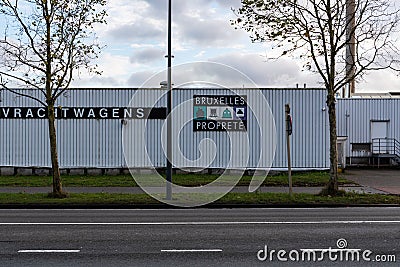 Neder-Over-Heembeek, Brussels, Belgium : Building of the Brussels waste service Editorial Stock Photo