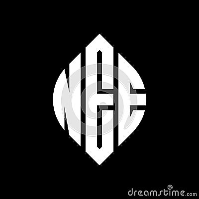 NEE circle letter logo design with circle and ellipse shape. NEE ellipse letters with typographic style. The three initials form a Vector Illustration