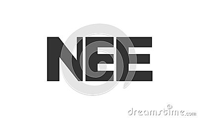 NEE logo design template with strong and modern bold text. Initial based vector logotype featuring simple and minimal typography. Vector Illustration