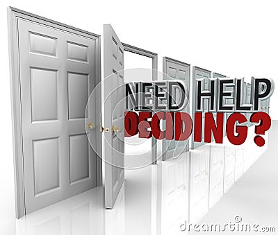 Need Help Deciding Many Doors Words Choices Stock Photo