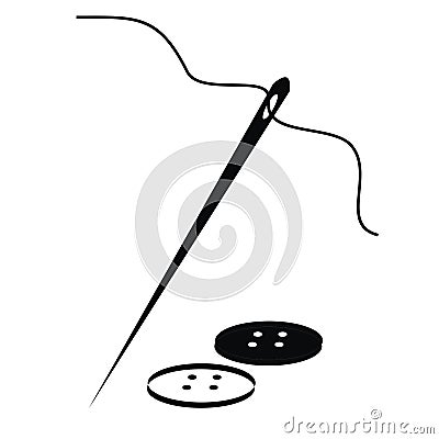 needle with thread and buttons, vector symbol, eps. Vector Illustration