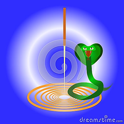 Needle acupuncture with a goal and a cobra Vector Illustration