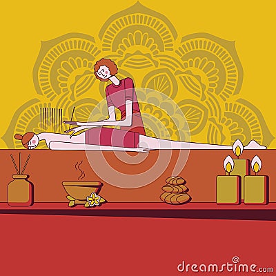 Needle Acupuncture Treatment Vector Illustration