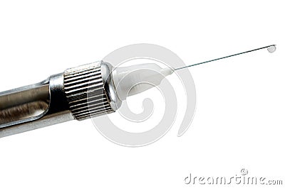 Needle and carpool syringe for local anesthesia in dentistry isolated on white background close-up Stock Photo