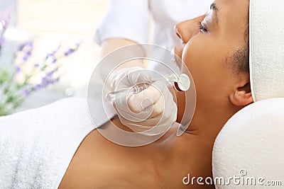 Needle Mesotherapy, face lift Stock Photo