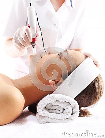 Needle mesotherapy,the woman at the beautician Stock Photo