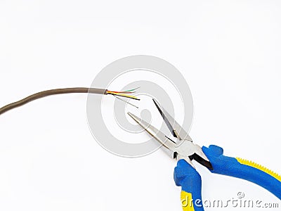 Needle nose pliers and cable Stock Photo