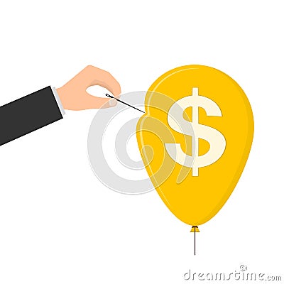 The needle pierces the balloon. Vector illuistration. Stock Photo