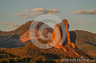 Sunset over Needle Rock in Crawford, Colorado Stock Photo