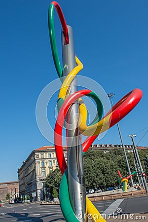Needle, thread and colored sculpture knot Editorial Stock Photo