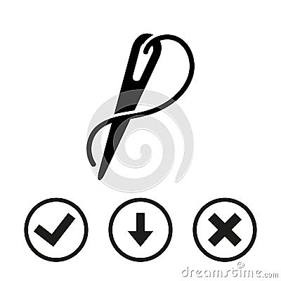 Needle and thread icon stock vector illustration flat design Vector Illustration