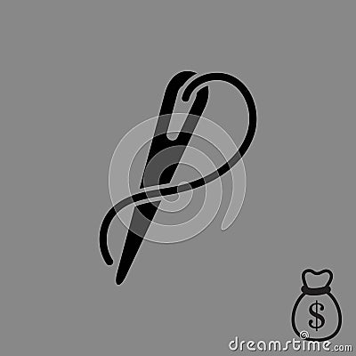 Needle and thread icon stock vector illustration flat design Vector Illustration