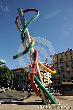 Needle, thread and knot is a sculpture in two parts Editorial Stock Photo