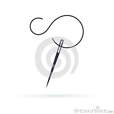 Needle with thread vector icon. Sewing concept symbol or design element Vector Illustration