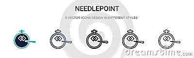 Needlepoint icon in filled, thin line, outline and stroke style. Vector illustration of two colored and black needlepoint vector Vector Illustration