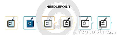 Needlepoint vector icon in 6 different modern styles. Black, two colored needlepoint icons designed in filled, outline, line and Vector Illustration