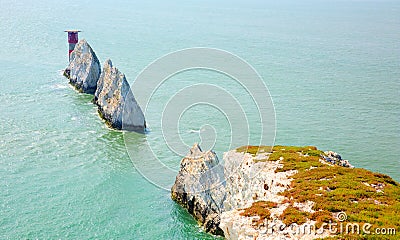 Needles Isle of Wight landmark by Alum Bay Stock Photo