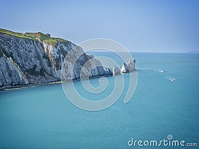 The Needles rock formation on the Isle Of Wight England UK Stock Photo