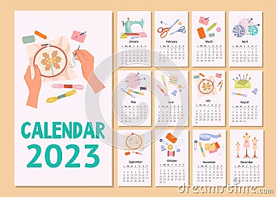 Needlework calendar set Vector Illustration