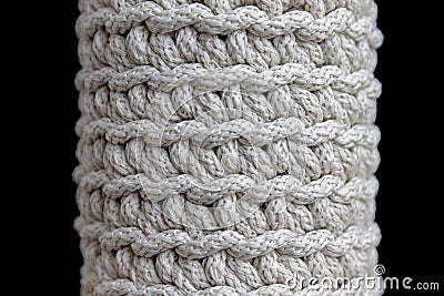 Needlework.Handmade items. Knitted glass on a black background. Close-up elements Stock Photo