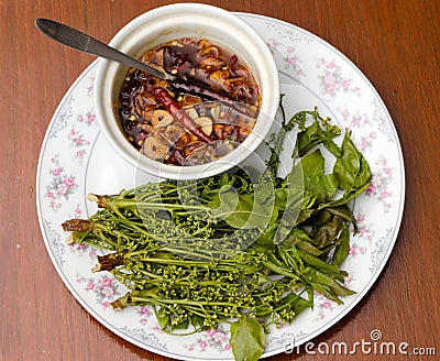 Neem and Sweet Tamarind Sauce, Thai signature dip Stock Photo