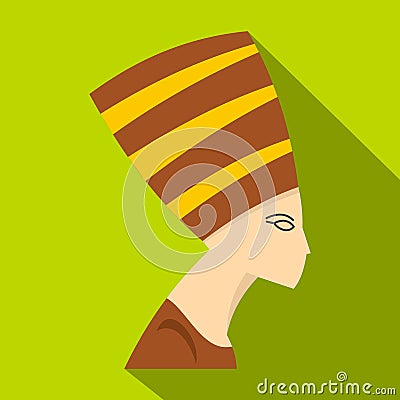 Nefertiti head icon, flat style Vector Illustration