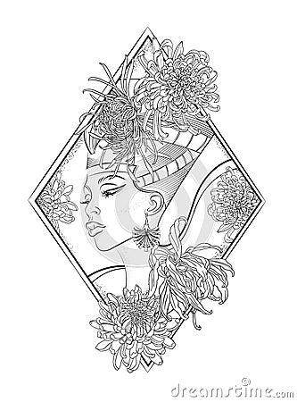 Nefertiti head tattoo Vector Illustration