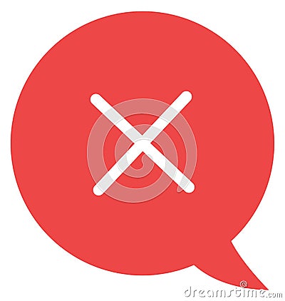 Negative answer chat message. Red bubble with cross Vector Illustration