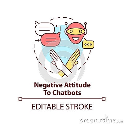 Negative attitude to chatbots concept icon Vector Illustration