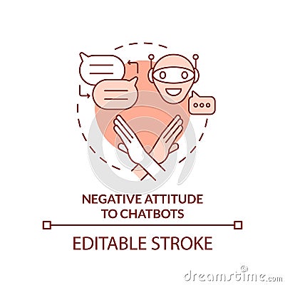 Negative attitude to chatbots orange concept icon Vector Illustration