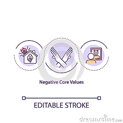 Negative core values concept icon Vector Illustration