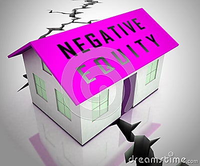 Negative Equity Icon Shows Losses Or Debt Bigger Than House Value - 3d Illustration Stock Photo