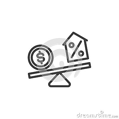 Negative equity line icon Vector Illustration