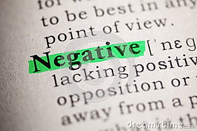 Definition of the word negative Stock Photo